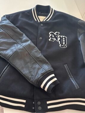 Aeropostale Black & White Varsity Bomber Jacket